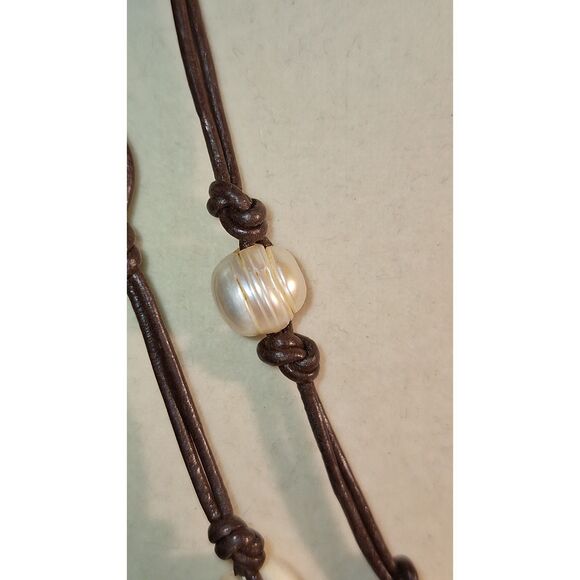 Artistic Women's Necklace Genuine Pearls Beachy Nautical Boho Grandma Chic - Picture 2 of 9